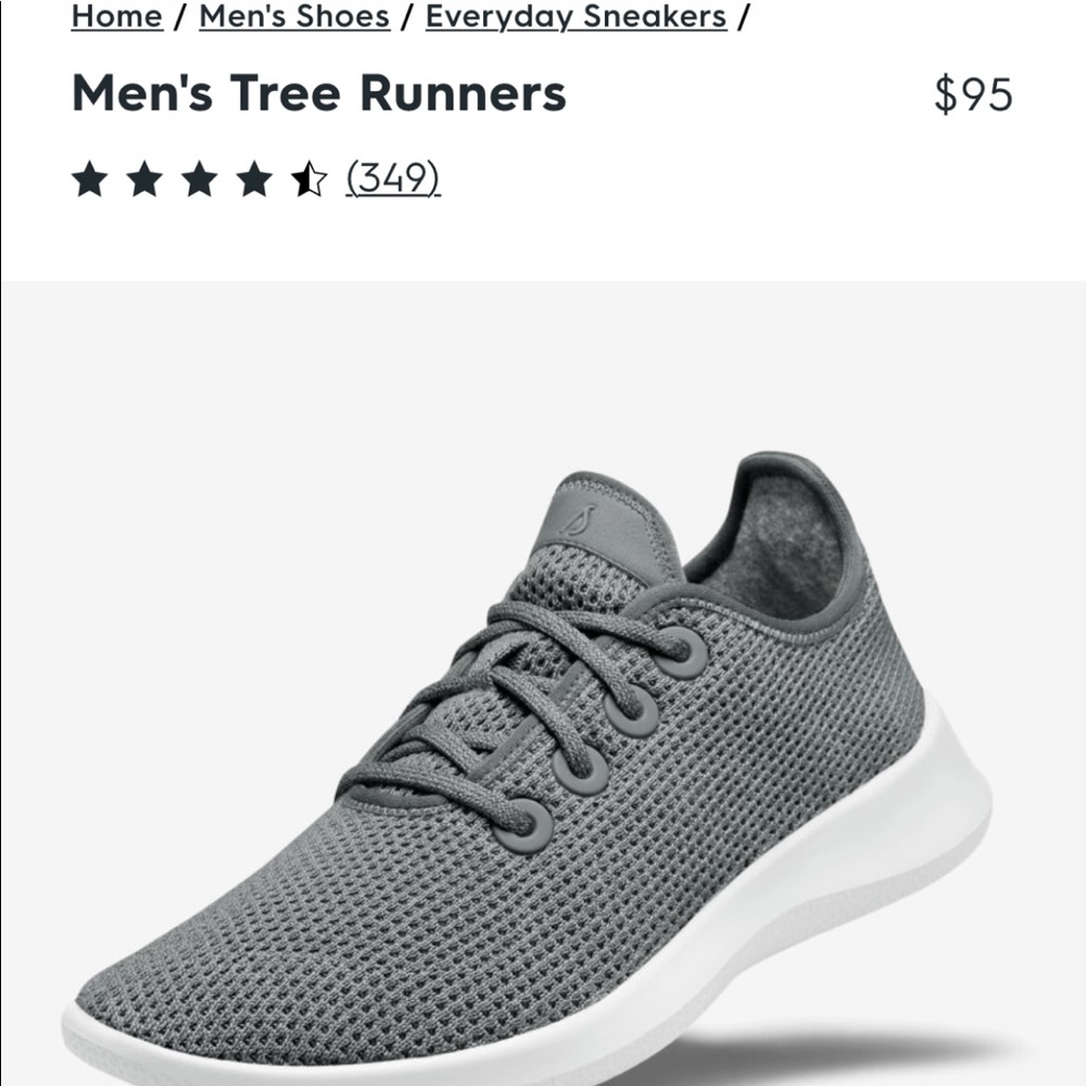 Allbirds Men’s 9 Gray Tree Mesh Sneakers/Runners